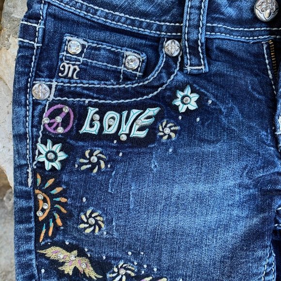 Miss Me Girls Shorts - Love Peace Doves - RARE HTF - Picture 2 of 12
